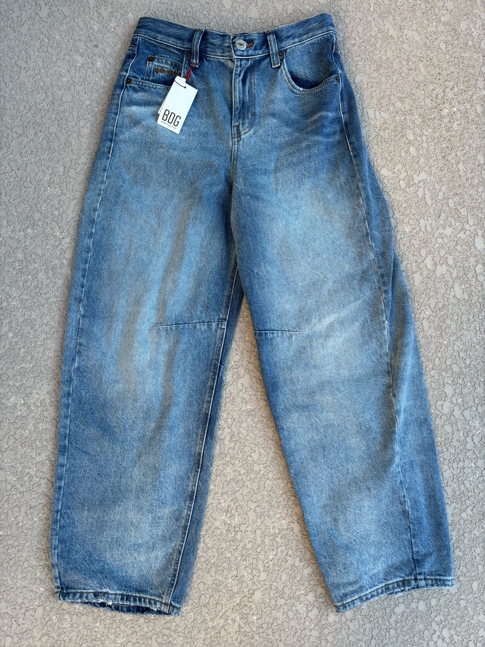 BDG Barrel Jeans Womens 27W High Rise Wide Leg Sz 27 Logan Boyfriend Medium Wash